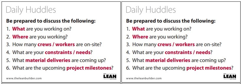 Daily Huddle Template Cards Daily Huddle Template Cards - Free Download