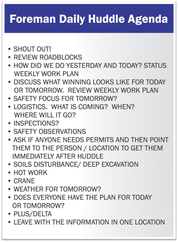 Foreman Daily Huddle Agenda Infographic